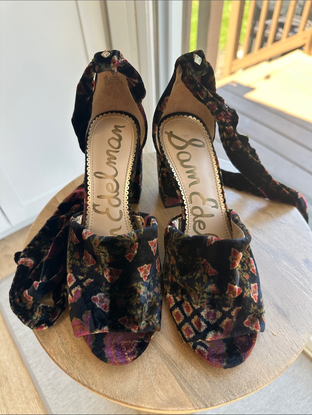 Sam Edelman Odette Patchwork Velvet Block Heel - Picture 5 of 7